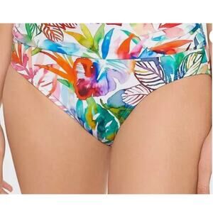 Ralph Lauren Print Hipster Floral Fold Over Watercolor Swim Bottoms 14 NWT